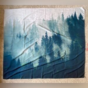 blue green white college dorm room decor forest earthy nature tapestry